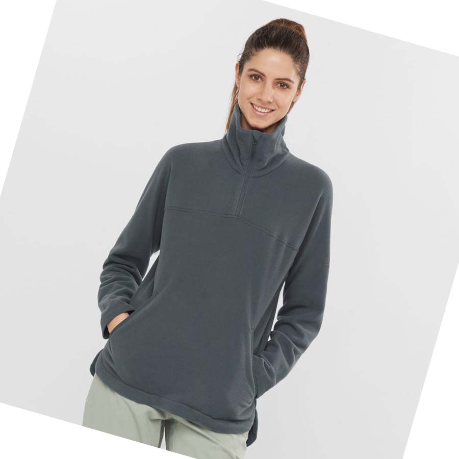 Sudadera Con Capucha Salomon ESSENTIAL COSY FLEECE Mujer Grises | MX 2519XYU